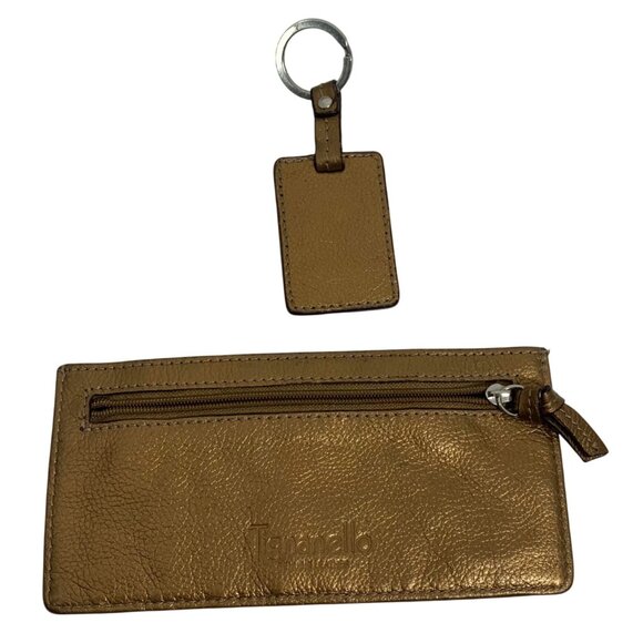 TIGNANELLO Metallic Bronze Leather Hobo Bucket Shoulder Bag + Keychain, Wallet - Picture 9 of 14